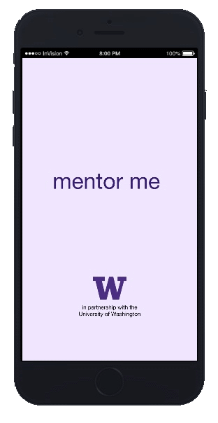 Welcome Screen of mentor me